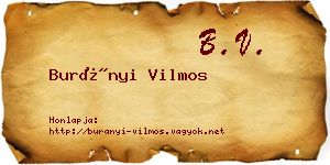 Burányi Vilmos névjegykártya